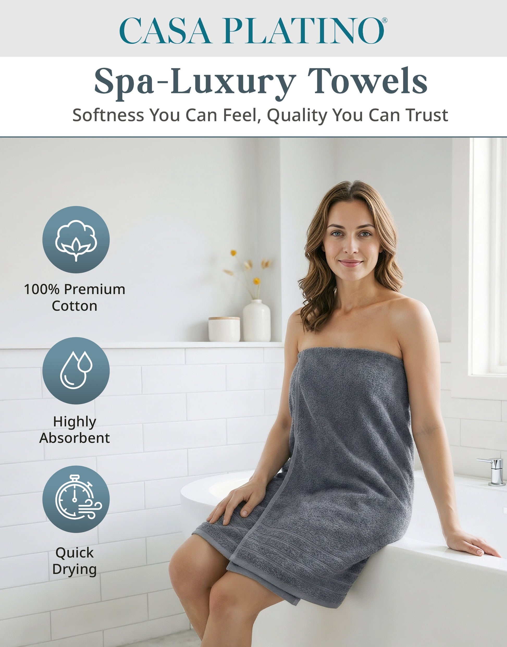 24-Piece Cotton Bath Towel Set