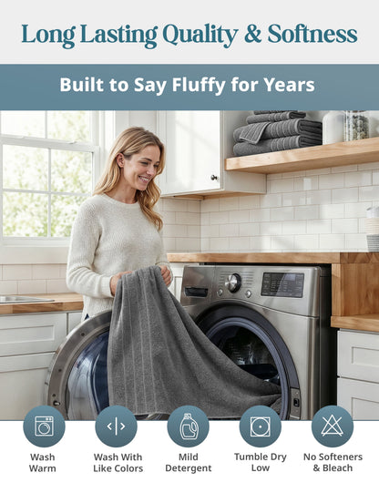 4-Piece Cotton Bath Towels Set cp-gallery: color=Ultimate Grey; size=4 Piece Set