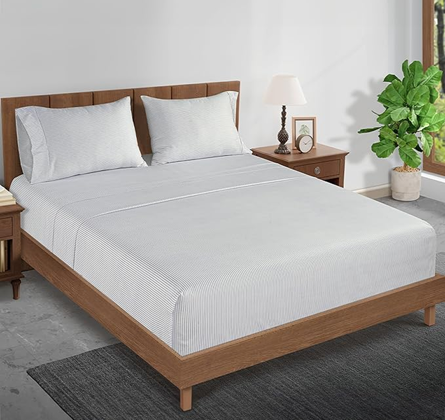 450 Thread count-Ticking Stripe-Cobalt Blue