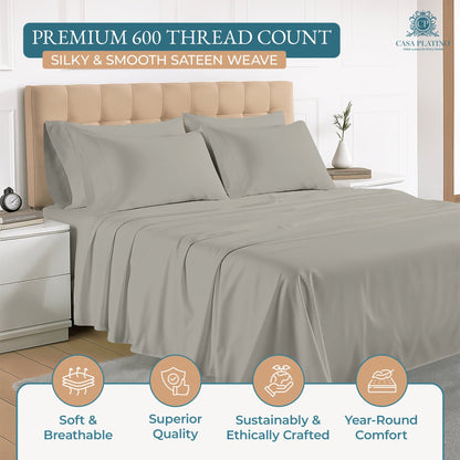 600 Thread Count Cotton Sheet Set cp-gallery: color=Silver