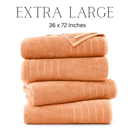 4-Piece Oversized Bath Sheets Set cp-gallery: color=Peach Fuzz; size=4 Piece Set