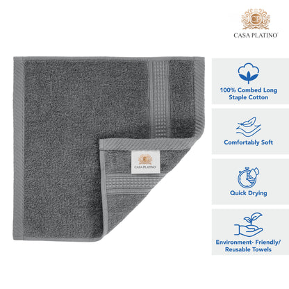 12-Piece Cotton Washcloths Set cp-gallery: color=Grey; size=12 Piece Set