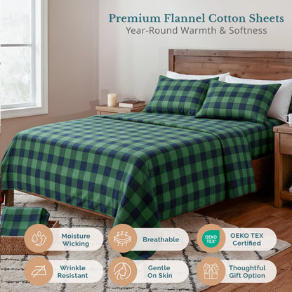 Flannel Sheet Set cp-gallery: color=Buffalo Green