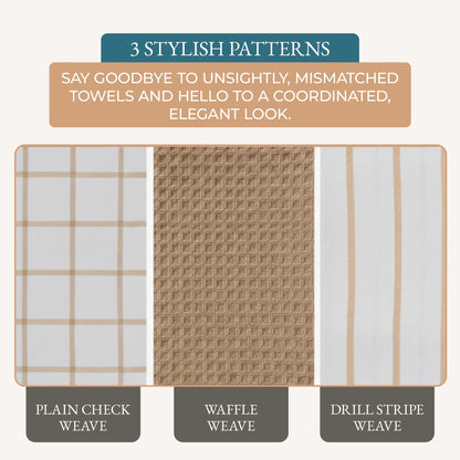 Multi-Weave Kitchen Towel Set cp-gallery: color=Beige