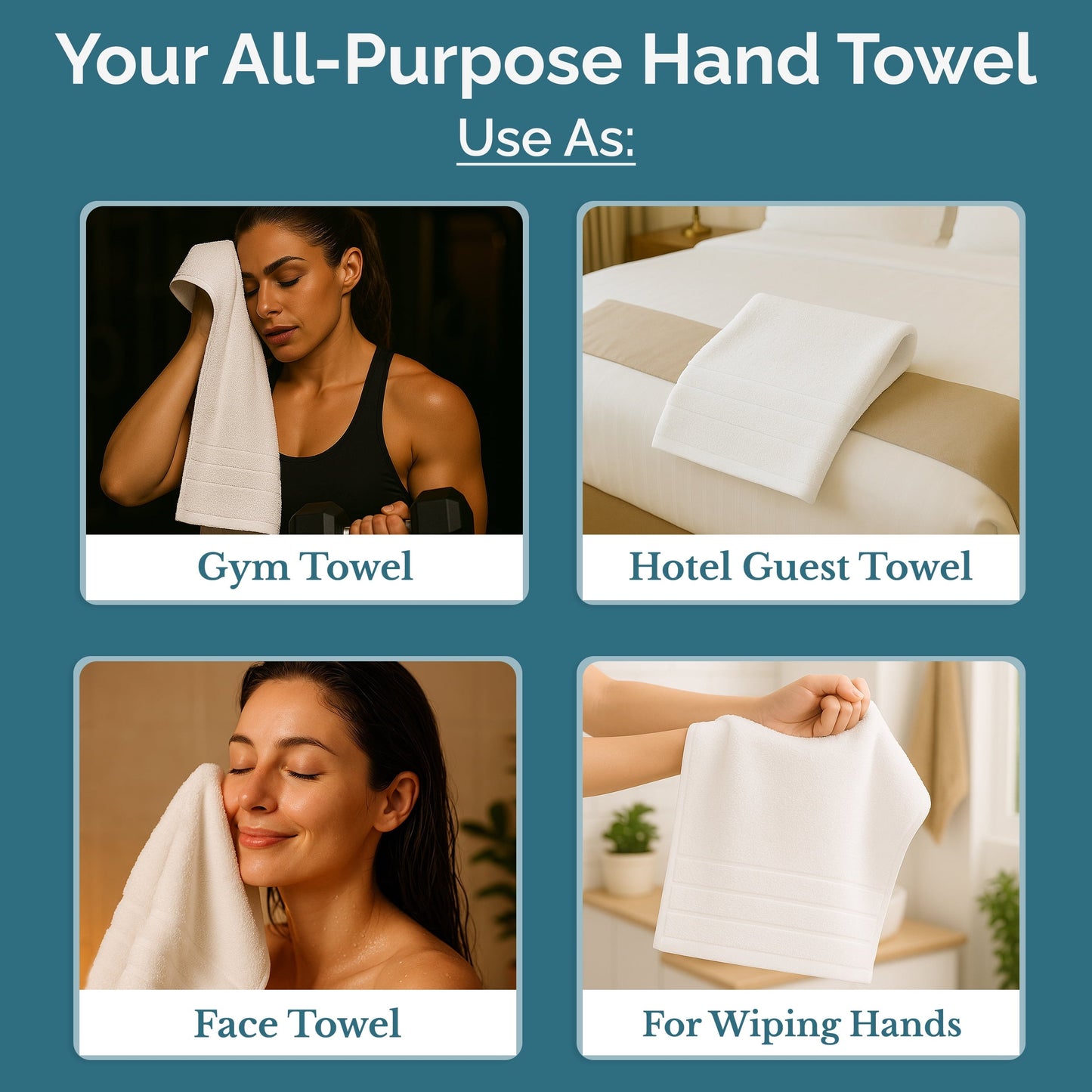 6-Piece Cotton Hand Towels Set cp-gallery: color=White; size=6 Piece Set