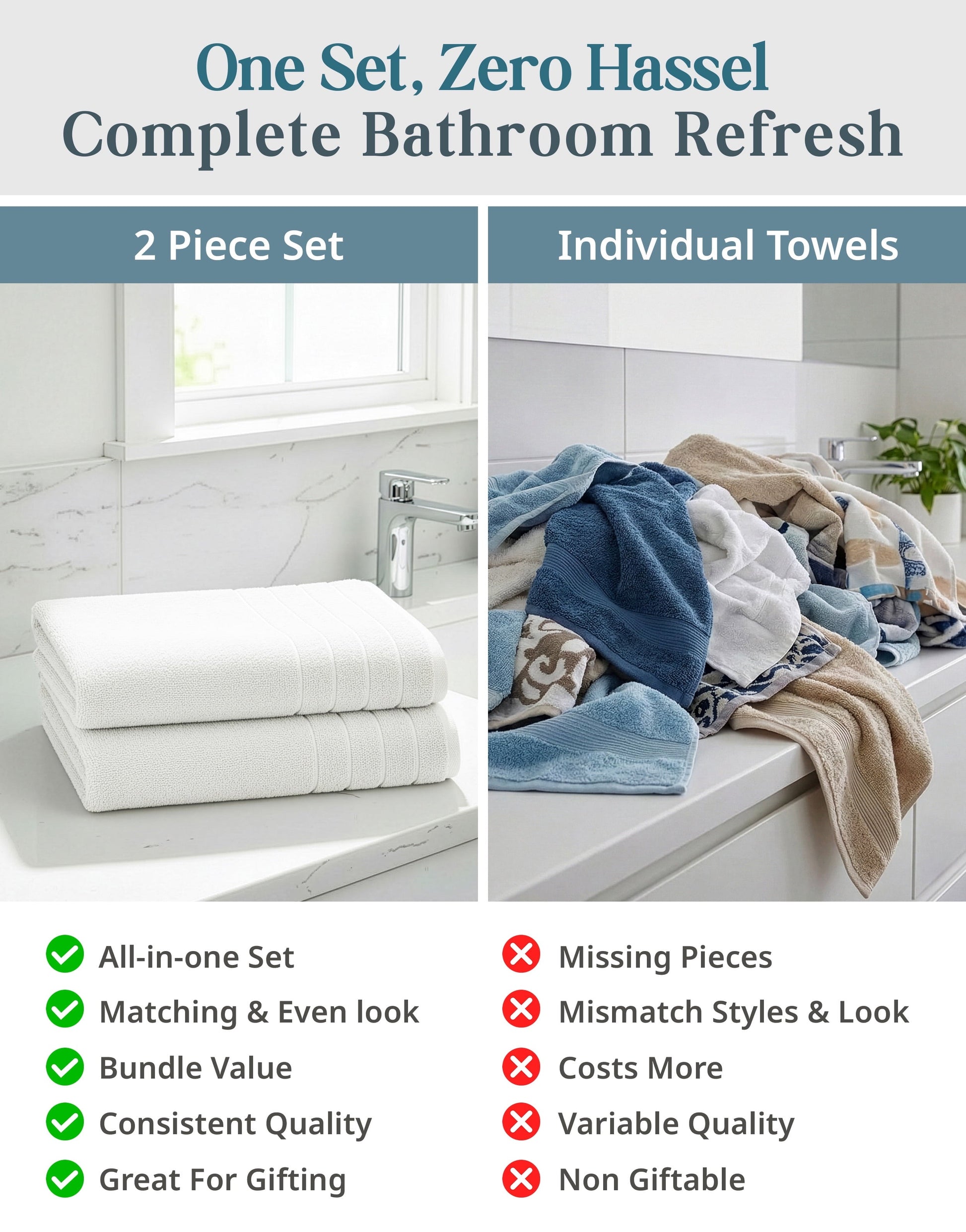 2-Piece Cotton Bath Towels Set
