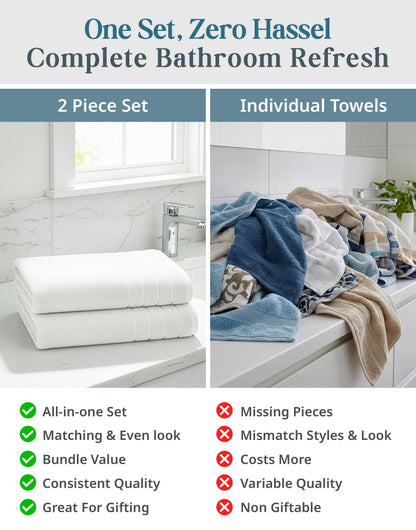 2-Piece Cotton Bath Towels Set cp-gallery: color=White; size=2 Piece Set