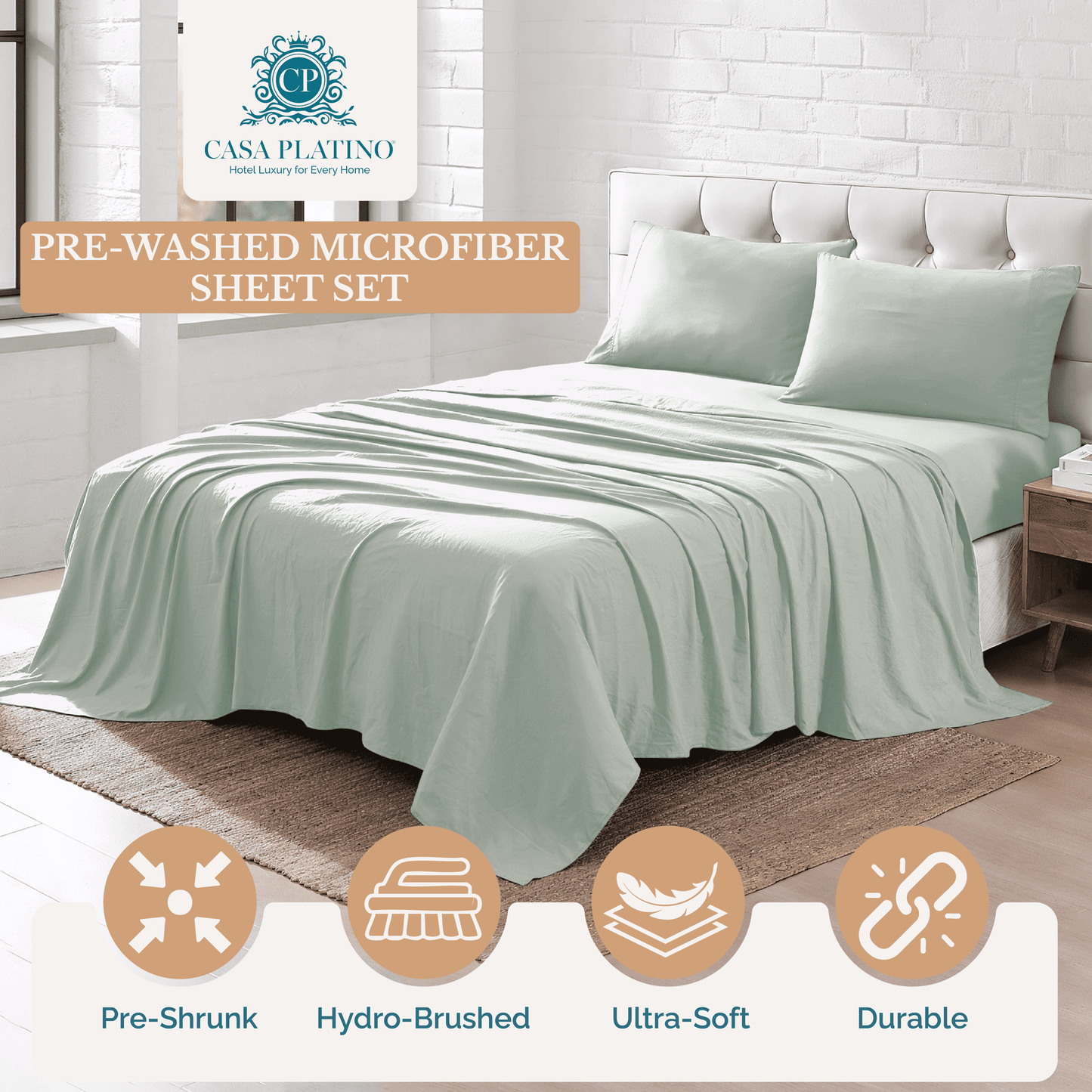 Washed Microfiber Sheet Set cp-gallery: color=Mineral
