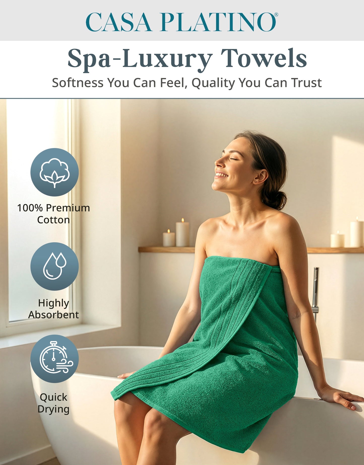 8-Piece Cotton Bath Towel Set cp-gallery: color=Emerald; size=8 Piece Set