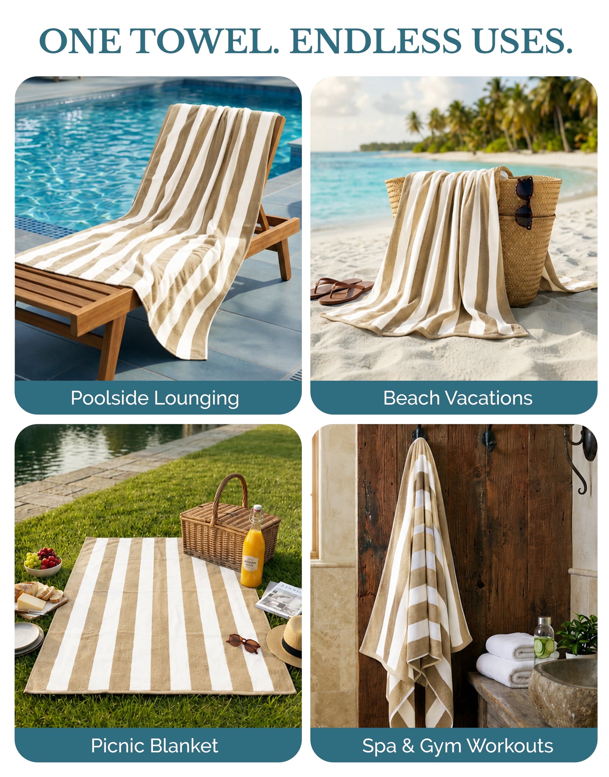 4-Piece Cabana Beach Towel Set