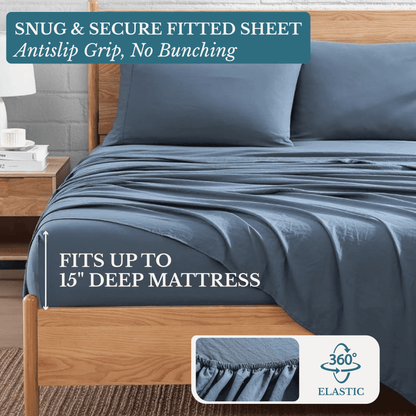Washed Microfiber Sheet Set cp-gallery: color=Estate Blue