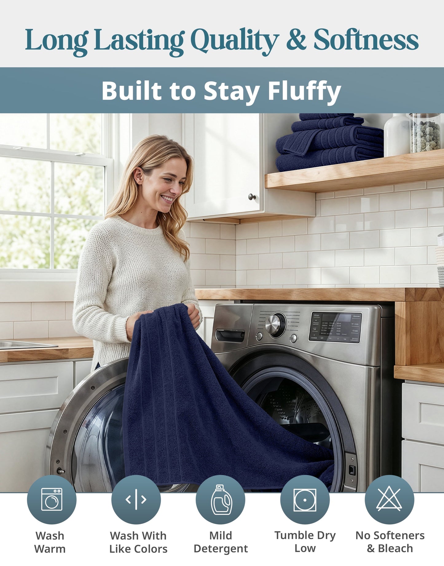 24-Piece Cotton Bath Towel Set cp-gallery: color=Navy; size=24 Piece Set