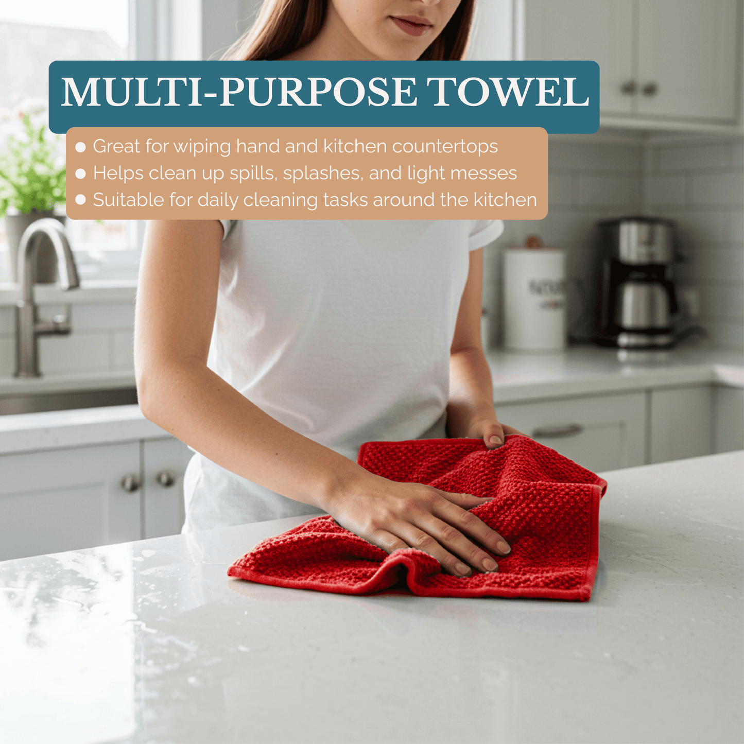 Terry Kitchen Towel Set cp-gallery: color=Red; size=8 Piece Set