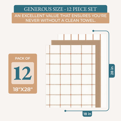Multi-Weave Kitchen Towel Set cp-gallery: color=Beige; size=12 Piece Set