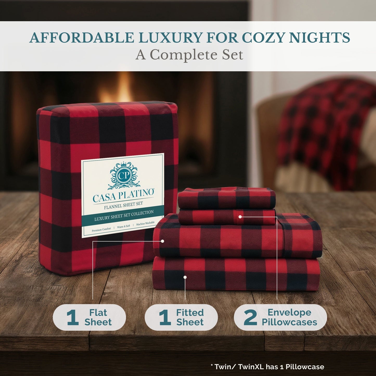 Flannel Sheet Set cp-gallery: color=Buffalo Red