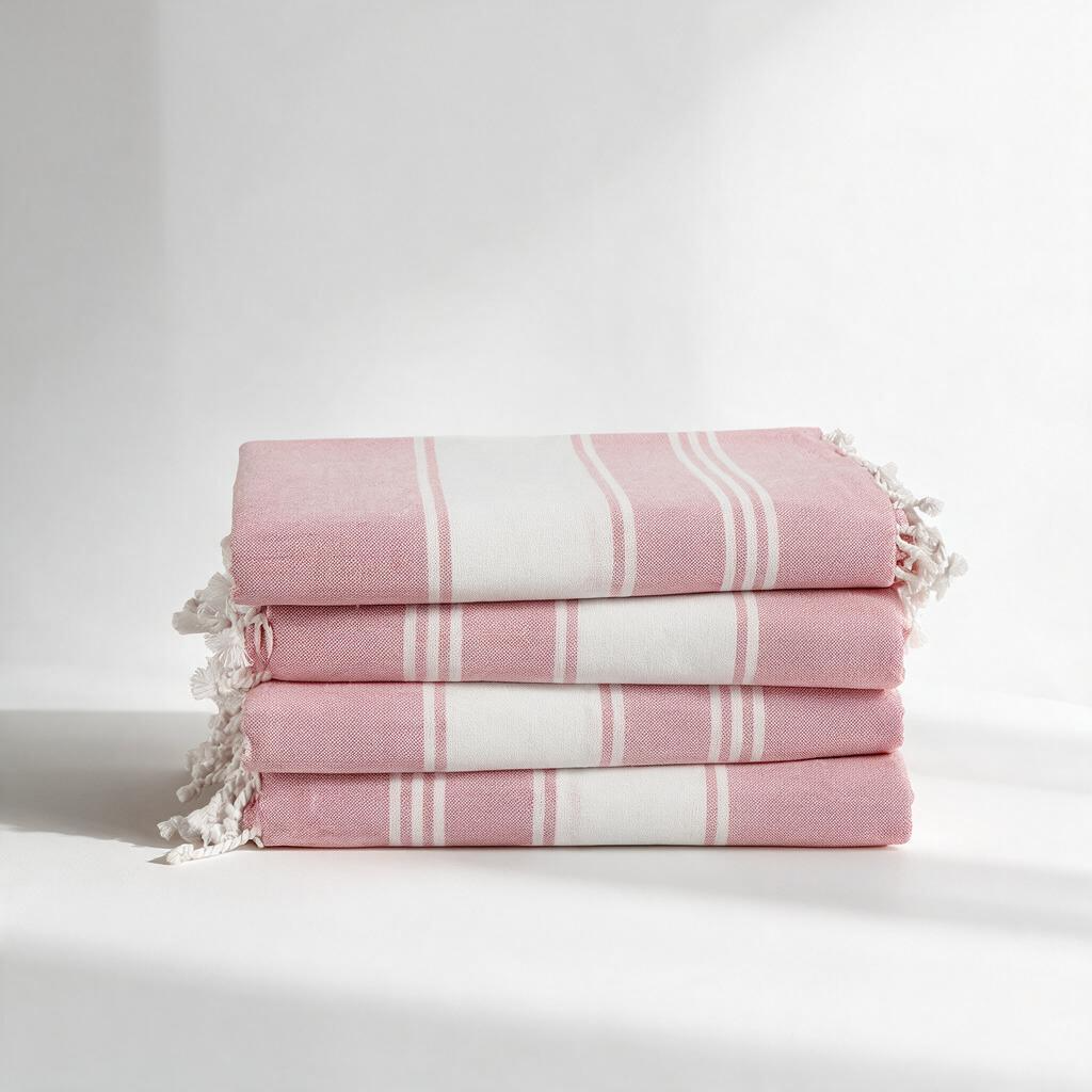 Turkish Beach Towel, Set of 4 - Candy Pink