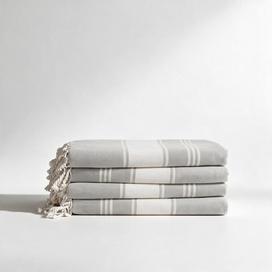 Turkish Beach Towel, Set of 4 - Grey