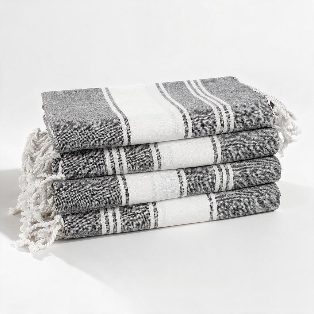 Turkish Beach Towel, Set of 4 - Smoky Black