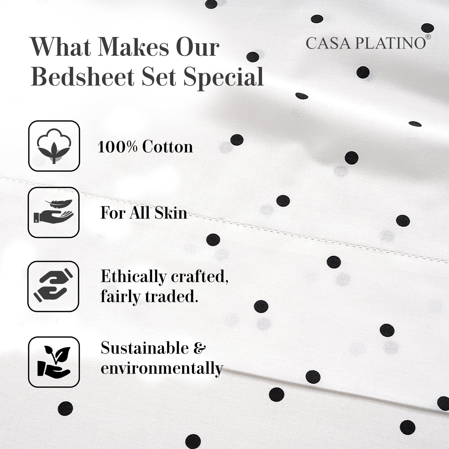 Percale Cotton Sheet Set cp-gallery: color=Polka Dot Black