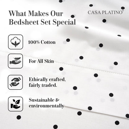 Percale Cotton Sheet Set cp-gallery: color=Polka Dot Black