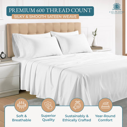 600 Thread Count Cotton Sheet Set cp-gallery: color=White