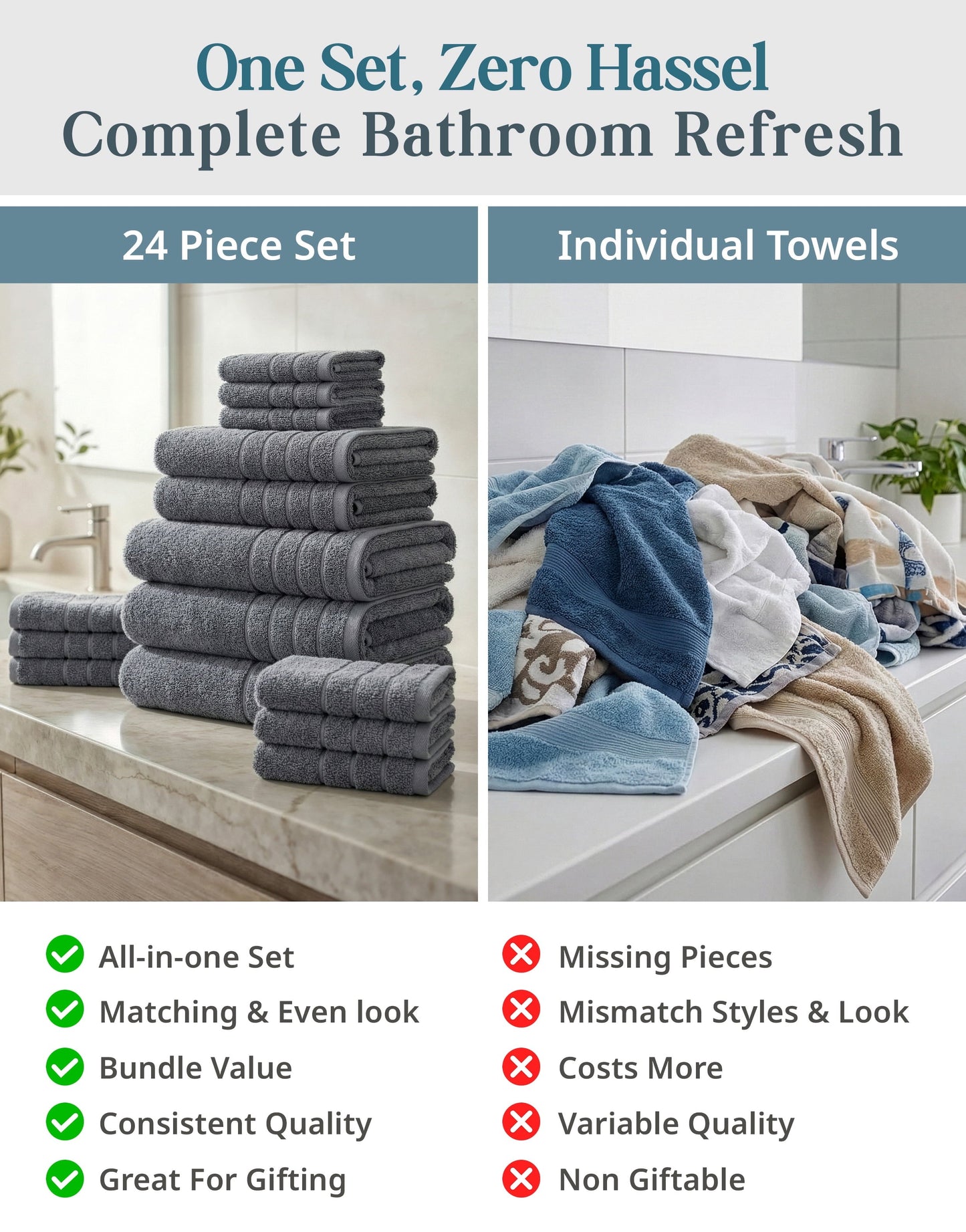 24-Piece Cotton Bath Towel Set cp-gallery: color=Cool Grey; size=24 Piece Set