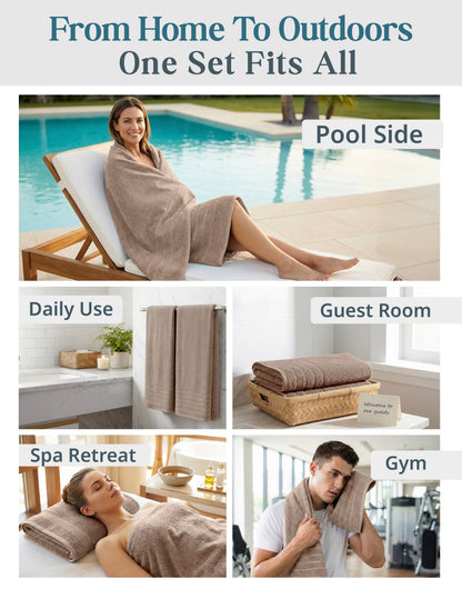 4-Piece Cotton Bath Towels Set cp-gallery: color=Towny Brown; size=4 Piece Set