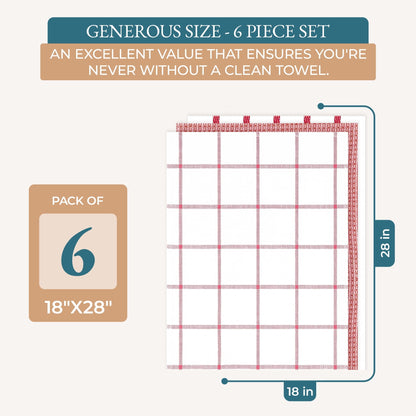 Multi-Weave Kitchen Towel Set cp-gallery: color=Christmas Red; size=6 Piece Set