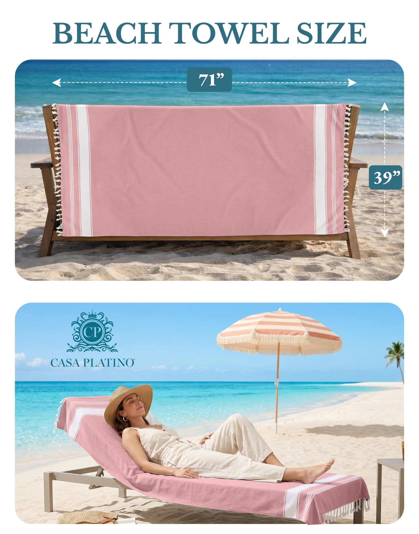 Cotton Hammam Beach Towels Multi-Pack cp-gallery: color=Cashmere Rose; size=4 Piece Set