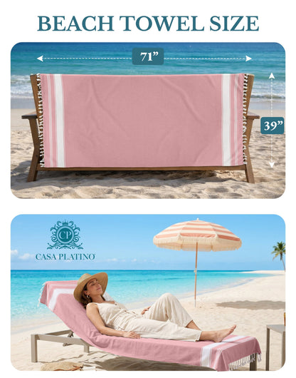 Cotton Hammam Beach Towels Multi-Pack cp-gallery: color=Cashmere Rose; size=4 Piece Set