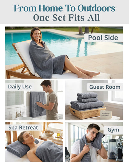 8-Piece Cotton Bath Towel Set cp-gallery: color=Cool Grey; size=8 Piece Set