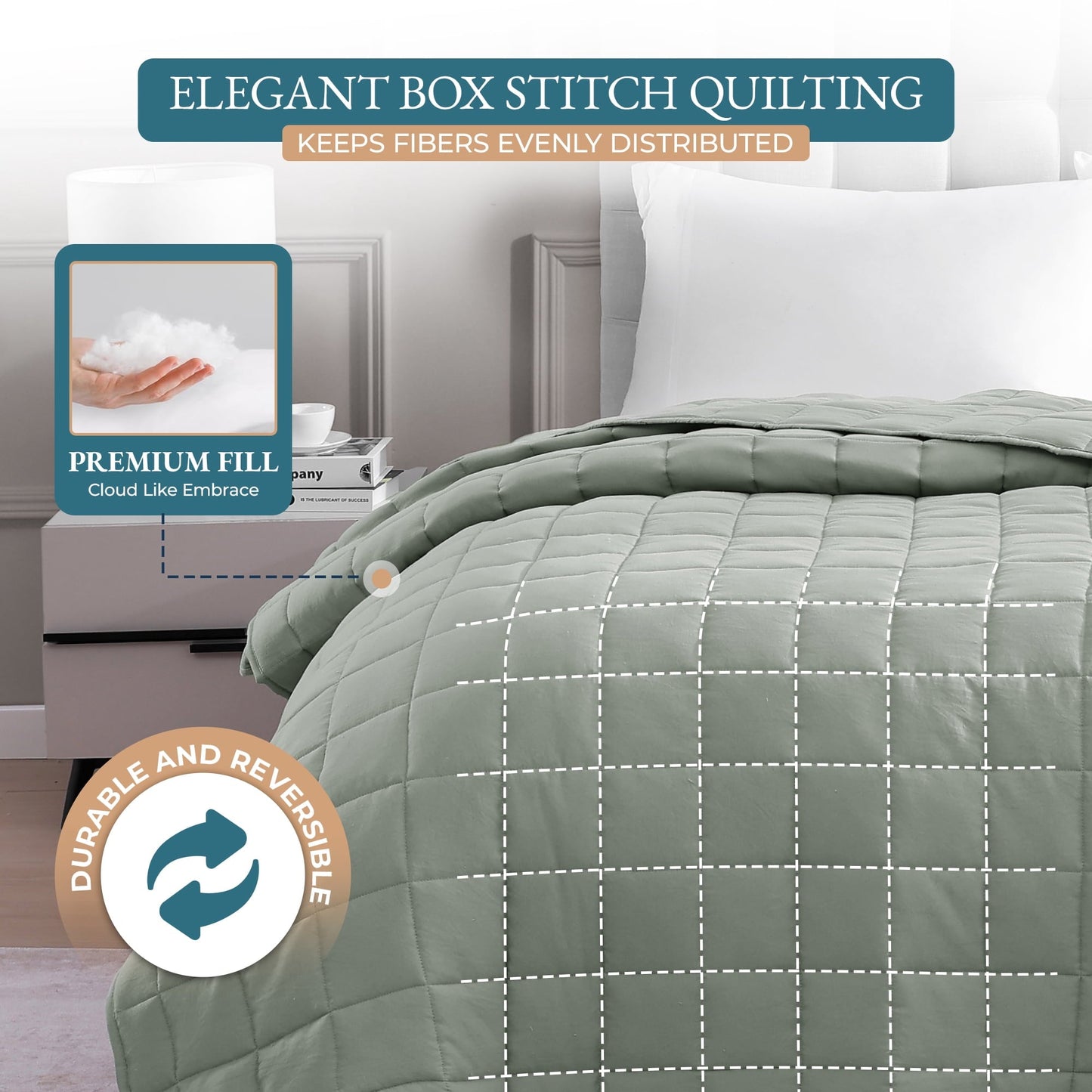Quilted Bed Blanket cp-gallery: color=Mineral