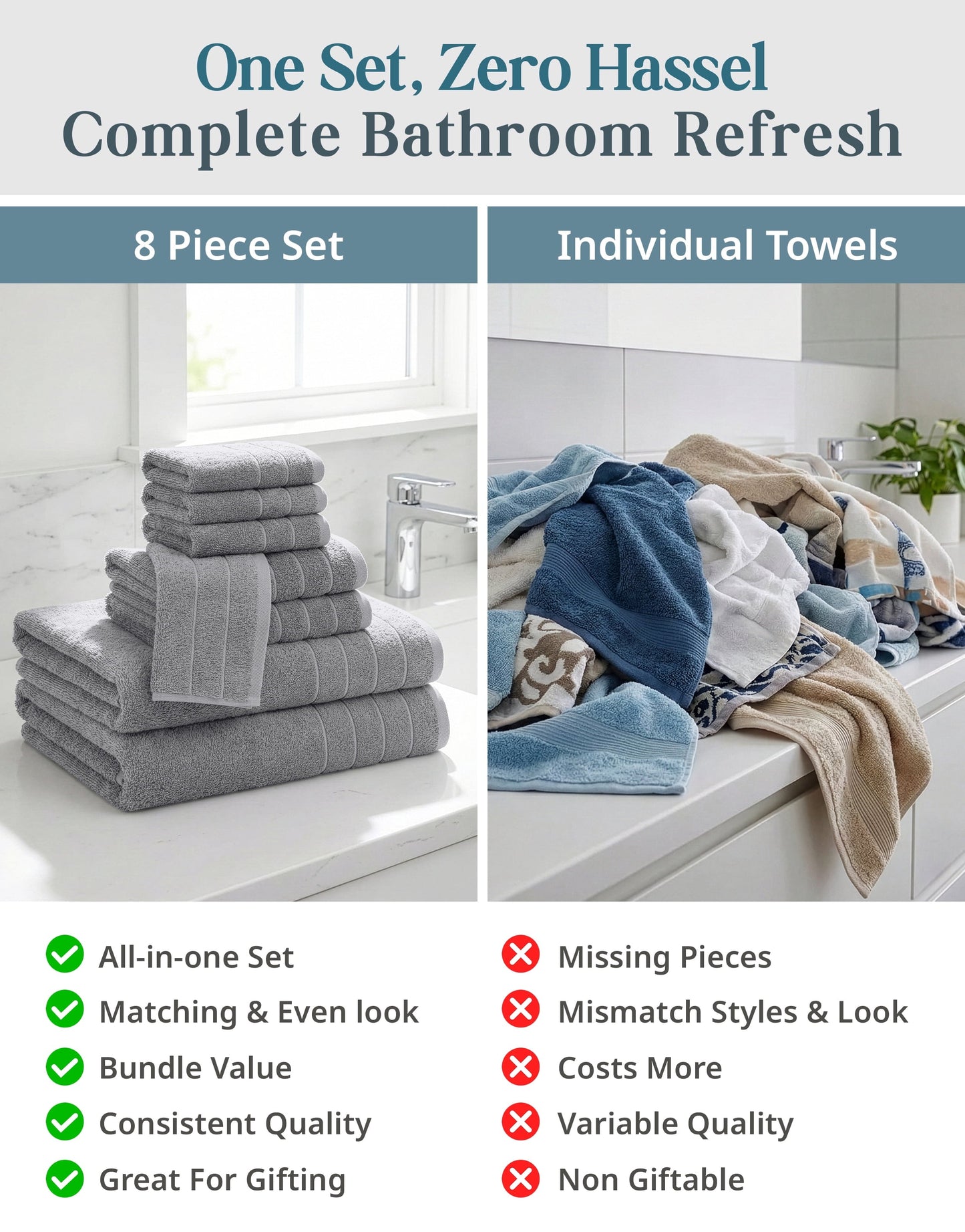 8-Piece Cotton Bath Towel Set cp-gallery: color=Ultimate Grey; size=8 Piece Set