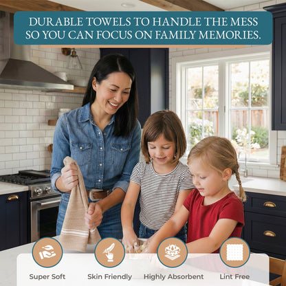 Herringbone Kitchen Towel Set cp-gallery: color=Beige; size=12 Piece Set