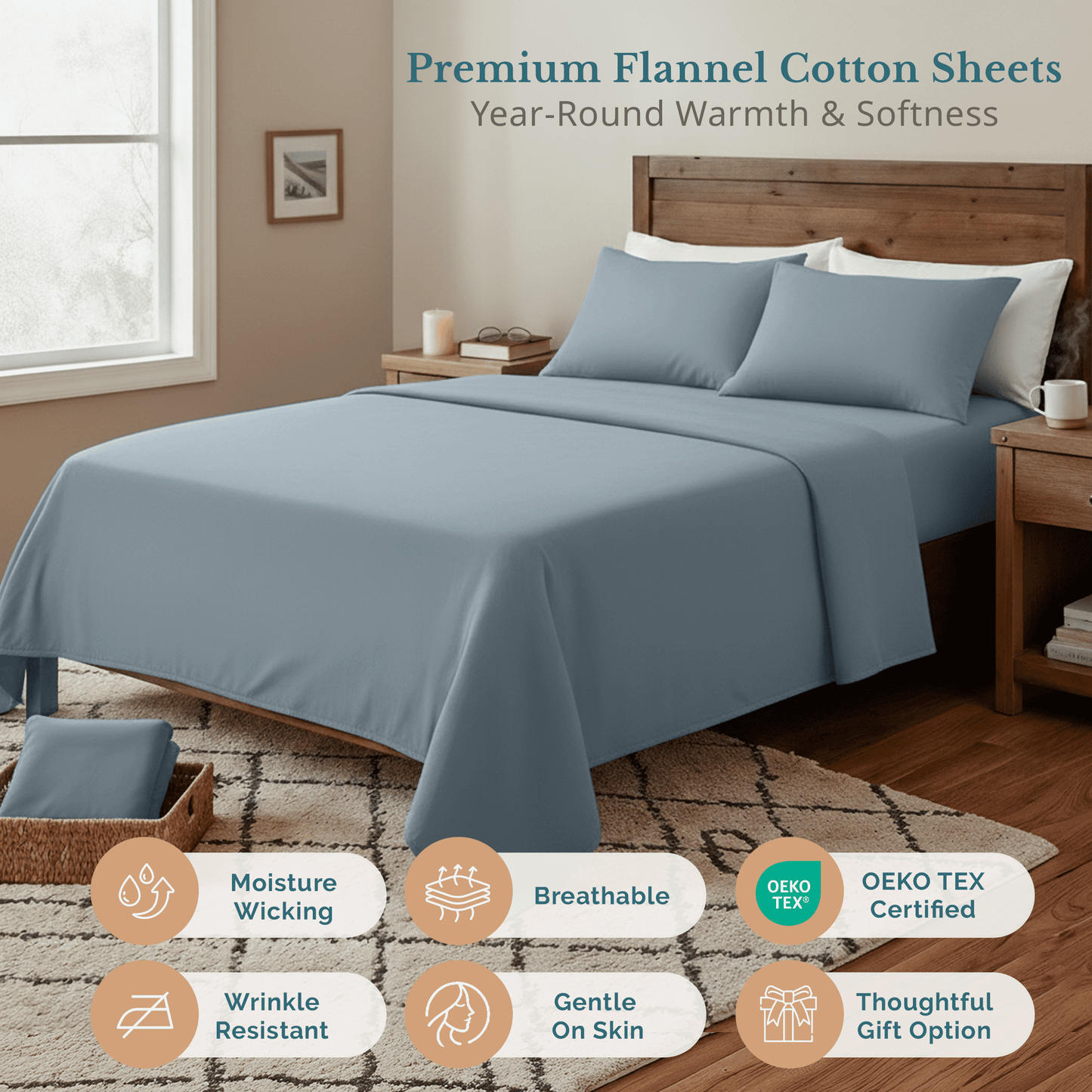 Flannel Sheet Set cp-gallery: color=French Blue