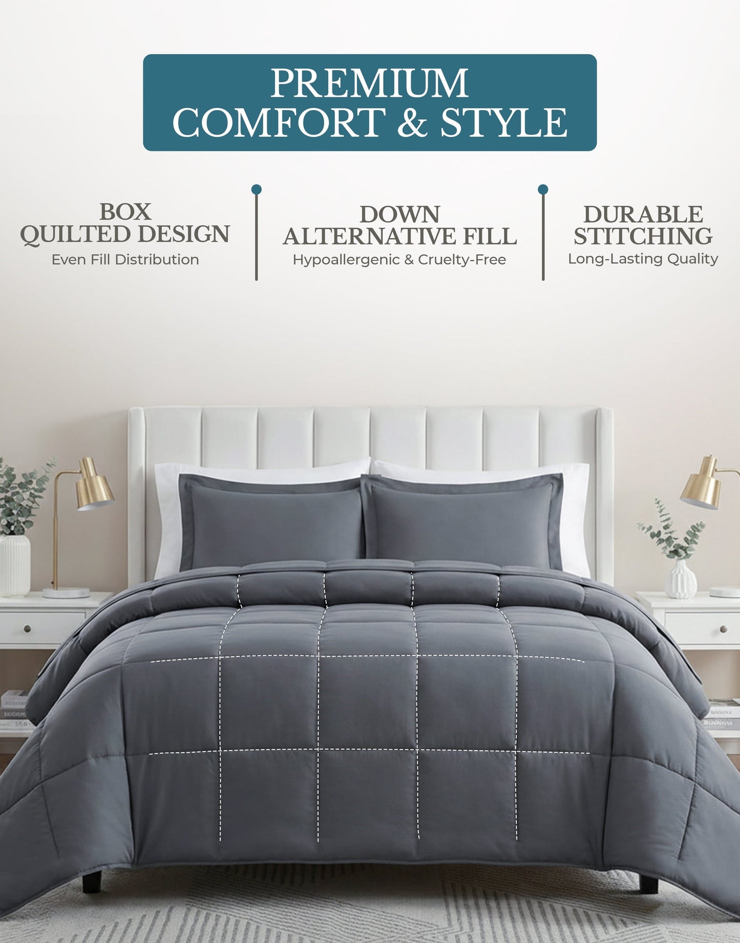 Down-Alternative Comforter cp-gallery: color=Charcoal