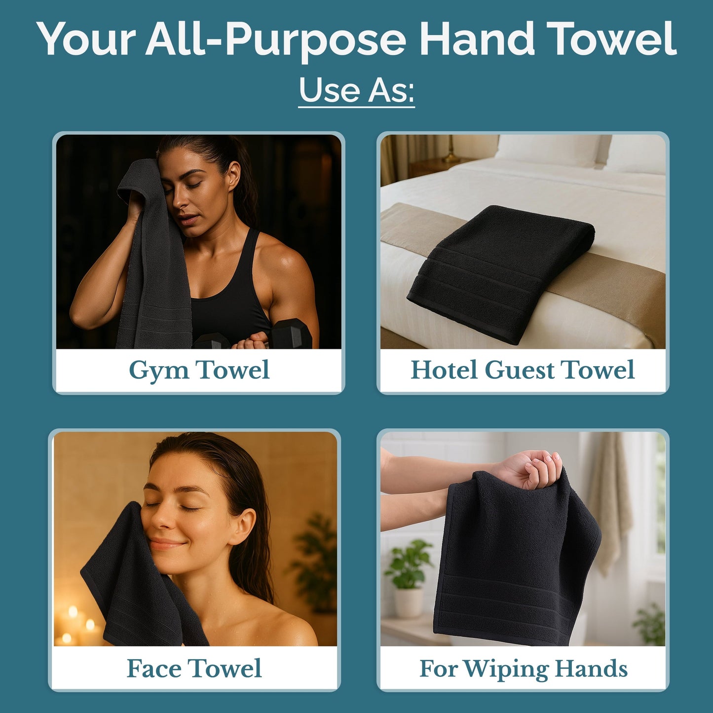 6-Piece Cotton Hand Towels Set cp-gallery: color=Black; size=6 Piece Set