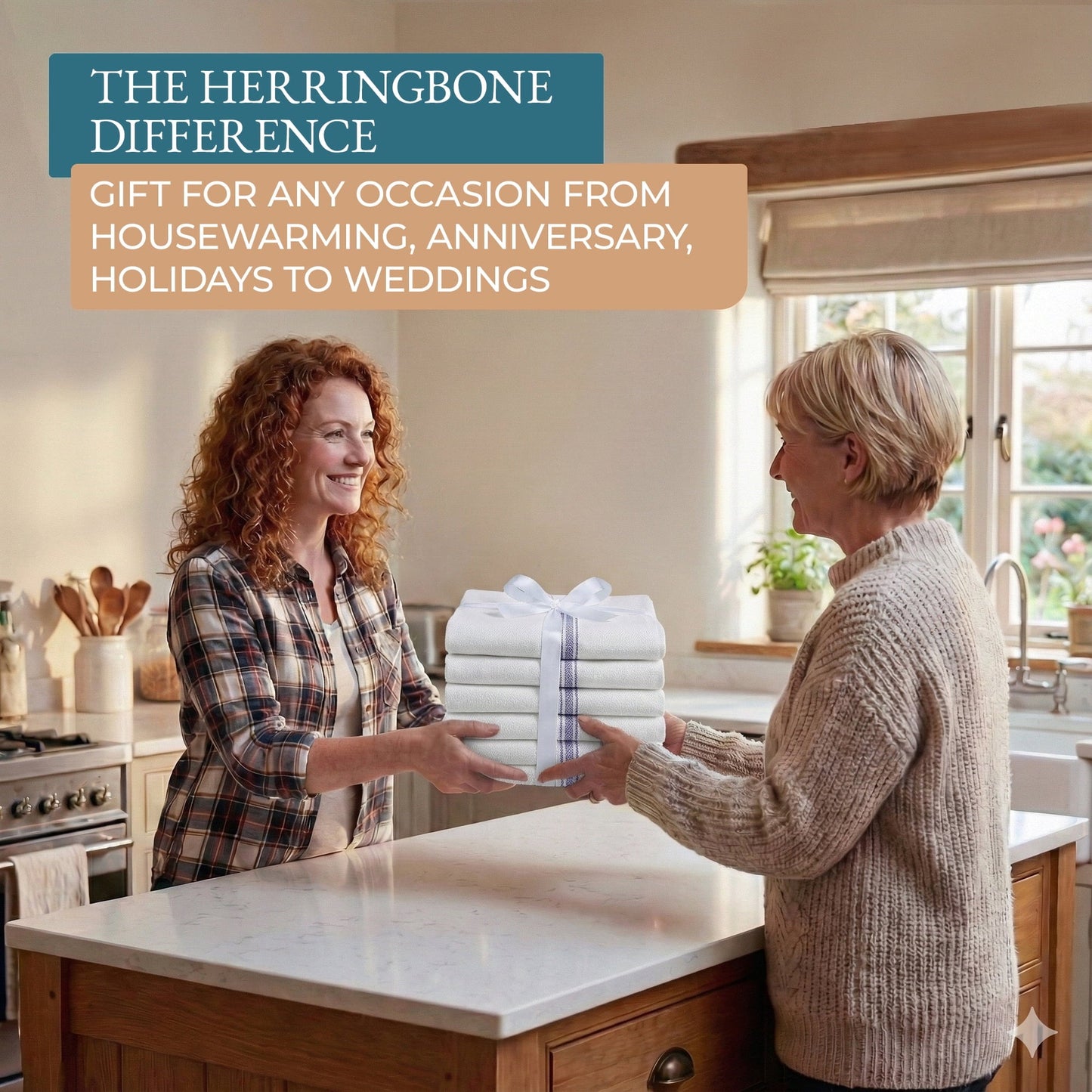 Herringbone Kitchen Towel Set cp-gallery: color=Blue Stripe