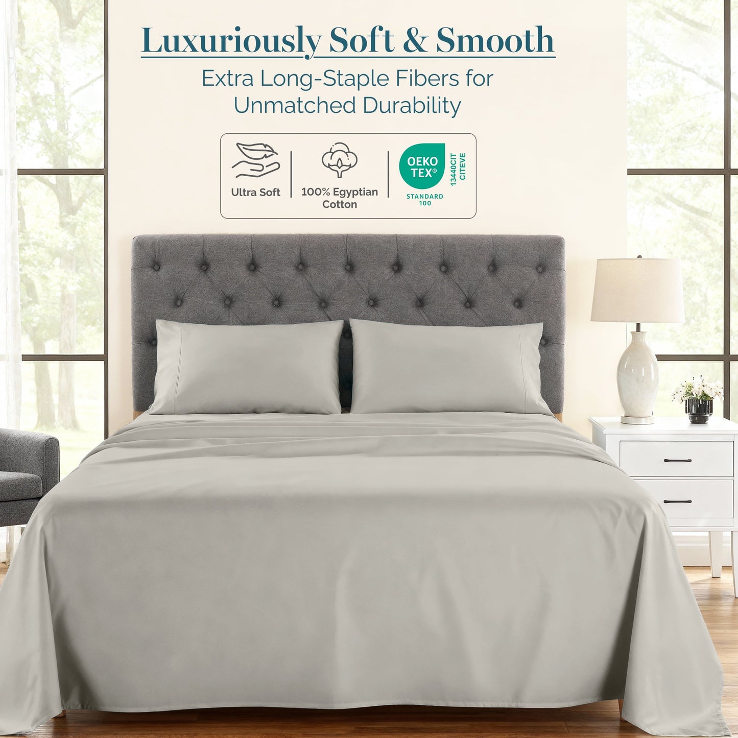 1000 Thread Count Egyptian Cotton Sheet Set cp-gallery: color=Silver