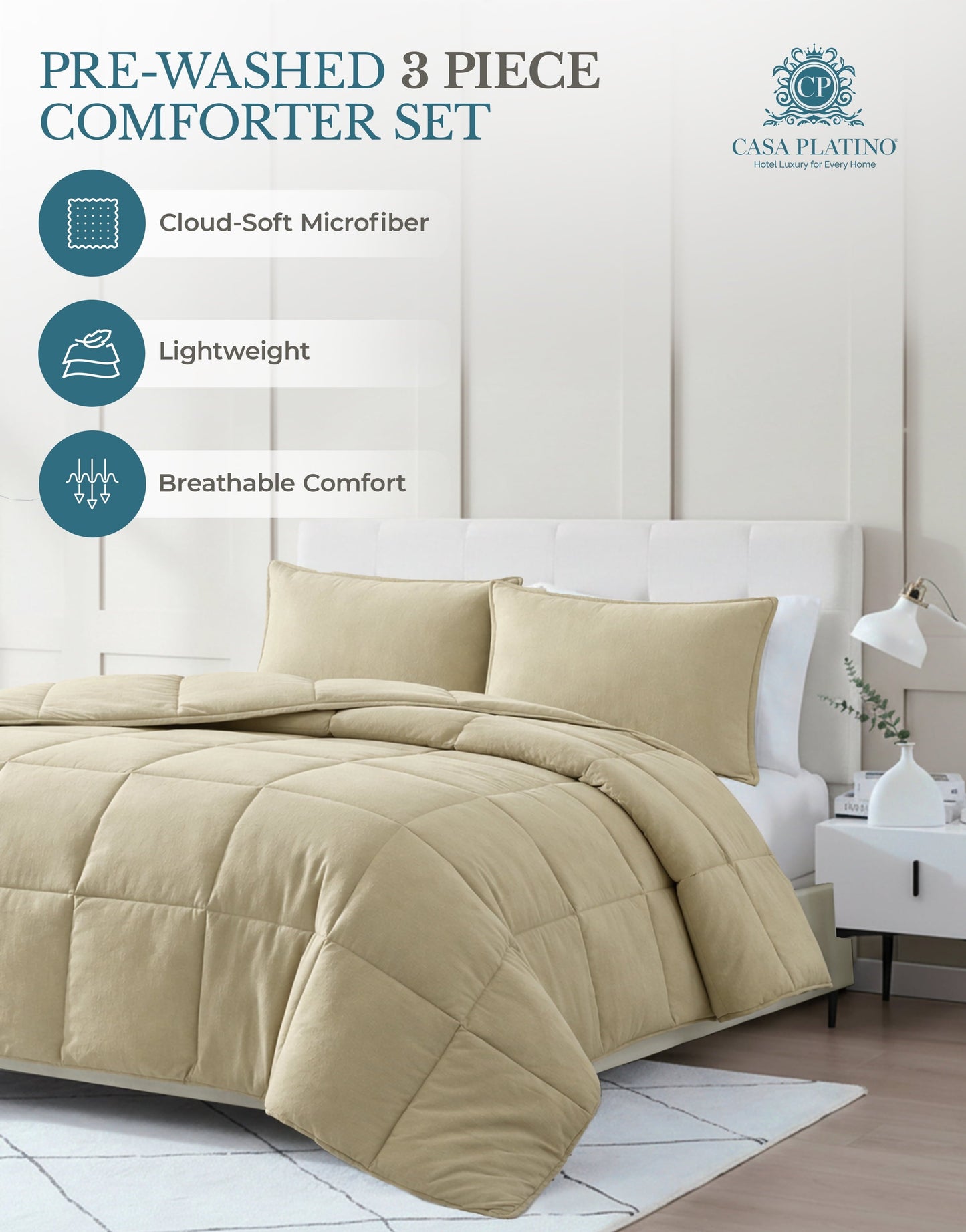Down-Alternative Comforter cp-gallery: color=Linen; size=Queen