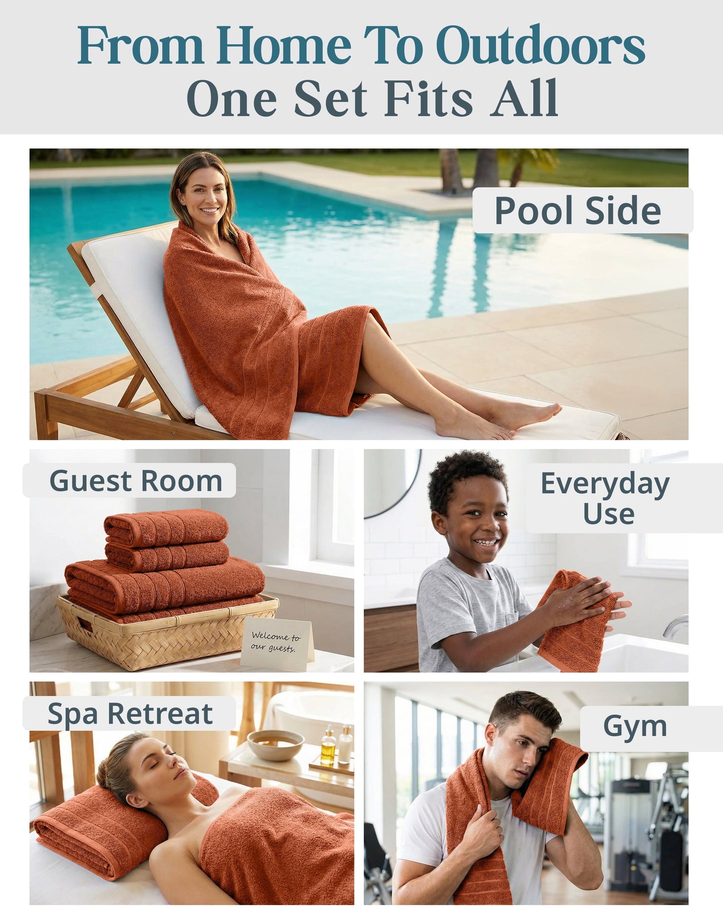 24-Piece Cotton Bath Towel Set cp-gallery: color=Rust; size=24 Piece Set