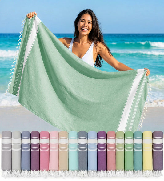 1 PIECE TURKISH BEACH TOWEL-JADE-GREEN
