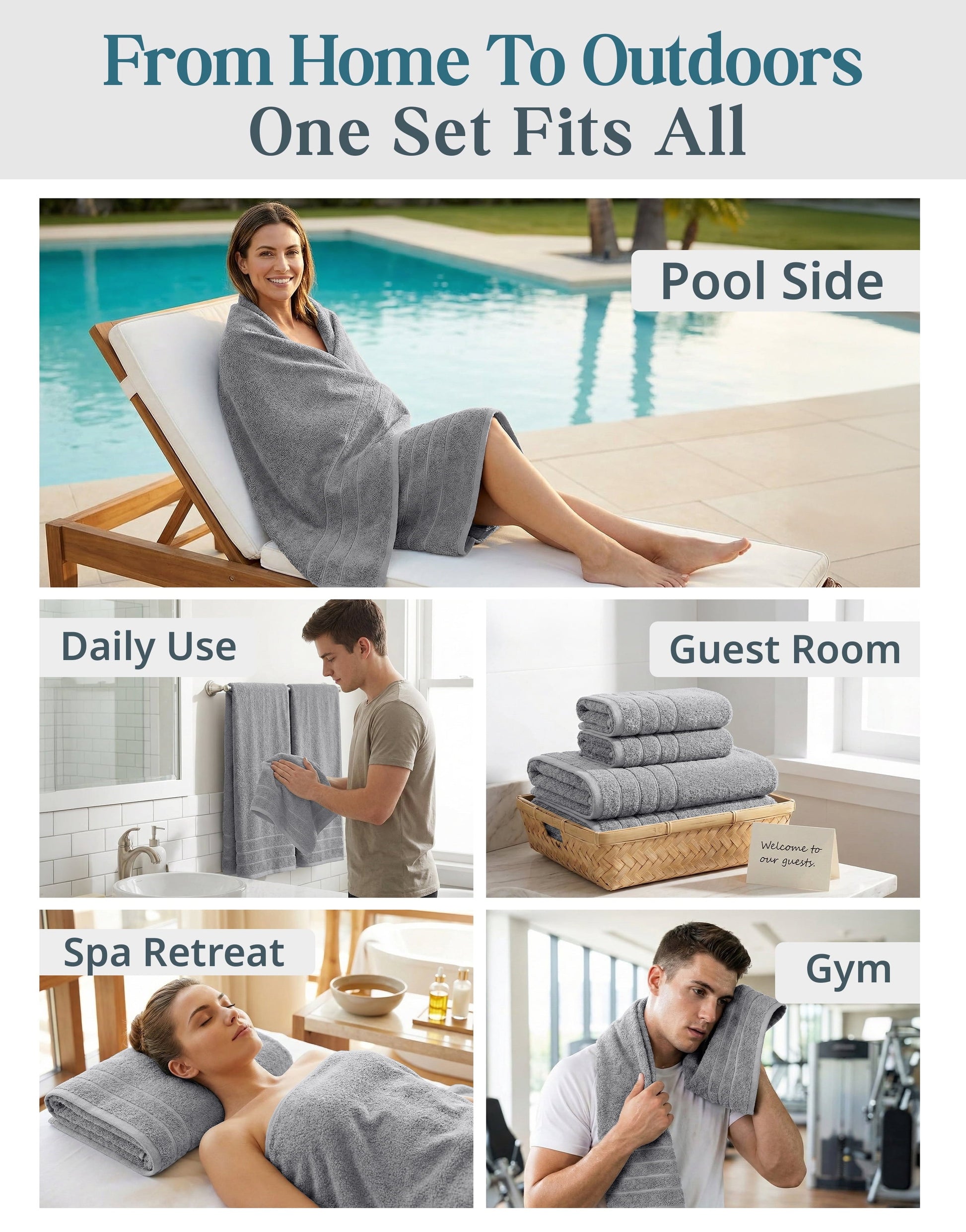 8-Piece Cotton Bath Towel Set