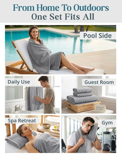 8-Piece Cotton Bath Towel Set cp-gallery: color=Ultimate Grey; size=8 Piece Set