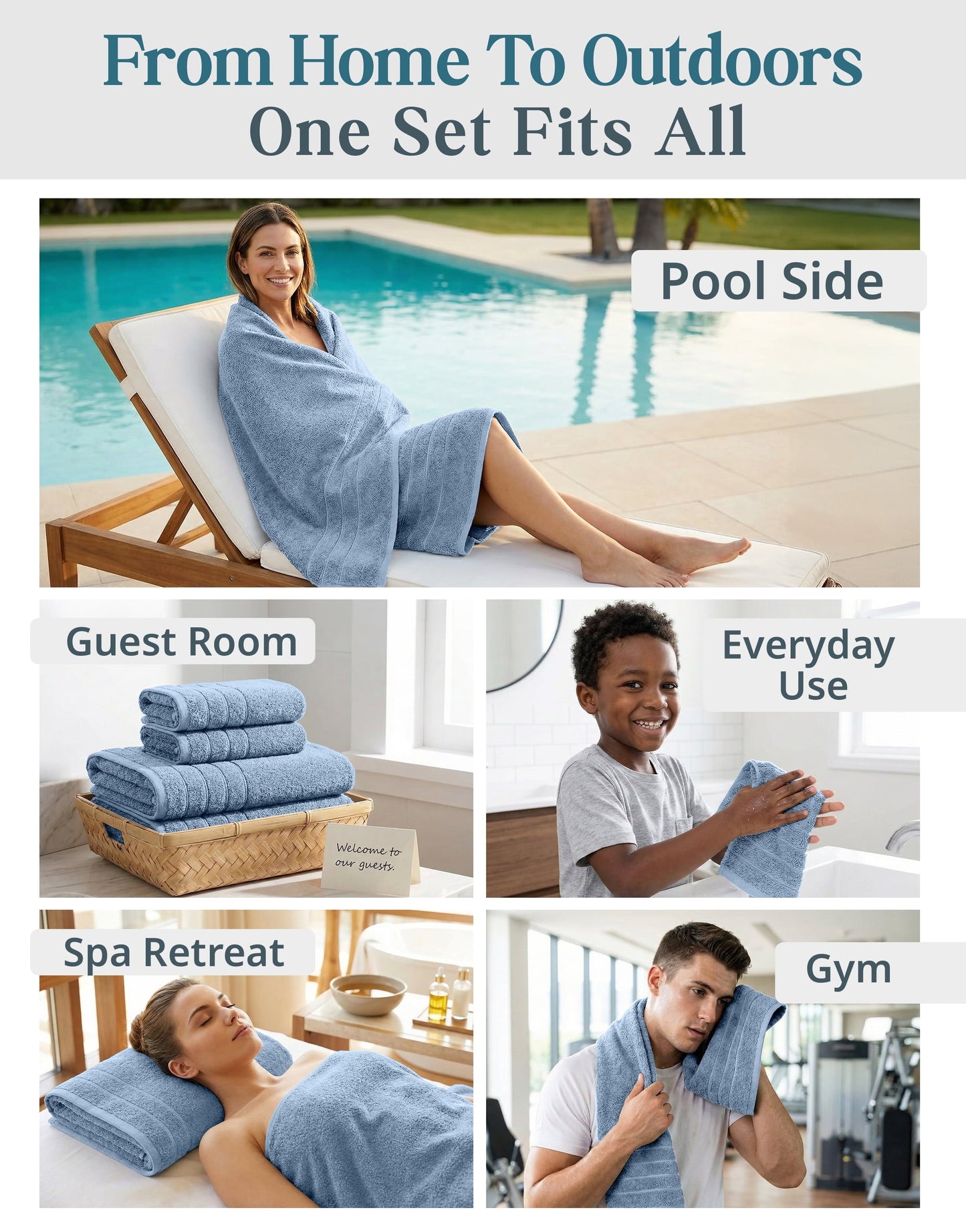 12-Piece Cotton Bath Towel Set cp-gallery: color=Cerulean Blue; size=12 Piece Set