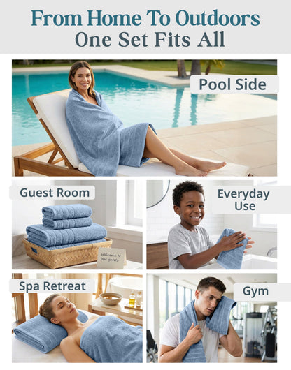 12-Piece Cotton Bath Towel Set cp-gallery: color=Cerulean Blue; size=12 Piece Set