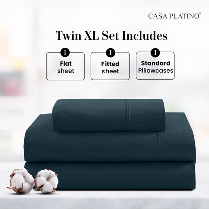 Percale Cotton Sheet Set cp-gallery: color=Estate Blue; size=Twin-XL