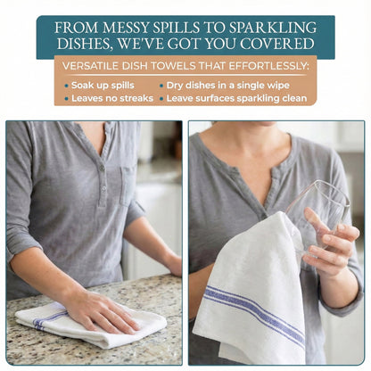 Herringbone Kitchen Towel Set cp-gallery: color=Blue Stripe