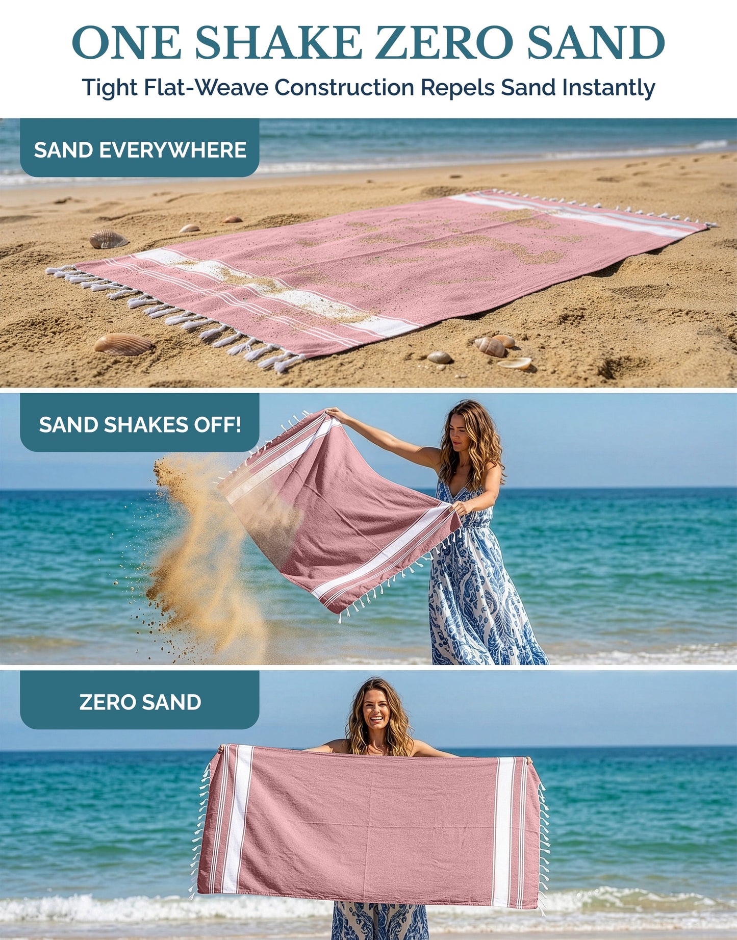 Cotton Hammam Beach Towels Multi-Pack cp-gallery: color=Cashmere Rose; size=4 Piece Set