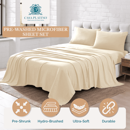 Washed Microfiber Sheet Set cp-gallery: color=Ivory